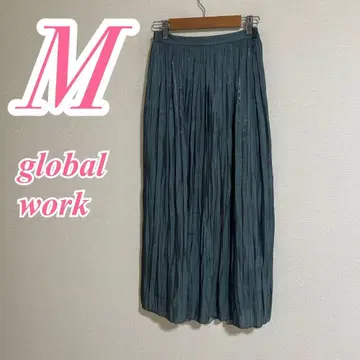 글로벌 워크 그레이 새틴 플리츠 스커트 M 폴리 100%