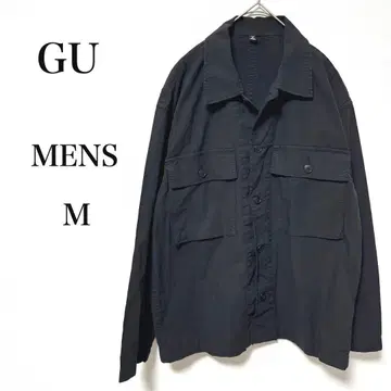 GU 워시드 유틸리티 셔츠 블랙 M 남성용 긴팔