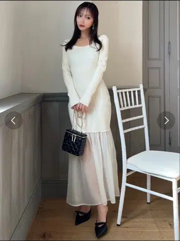 RESEXXY 리젝시 튤 머메이드 니트 원피스 드레스