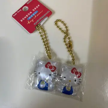 [정품] 헬로키티 모자 꽁지 드롭 커플 키참