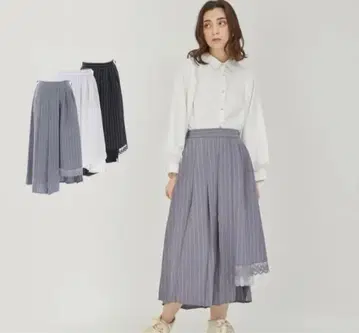 axes femme 스트라이프 비대칭 플리츠 스커트