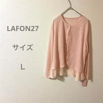 택 포함 새상품 LAFON 27 핑크 가디건 긴팔 쉬폰 밑단 L 사이즈