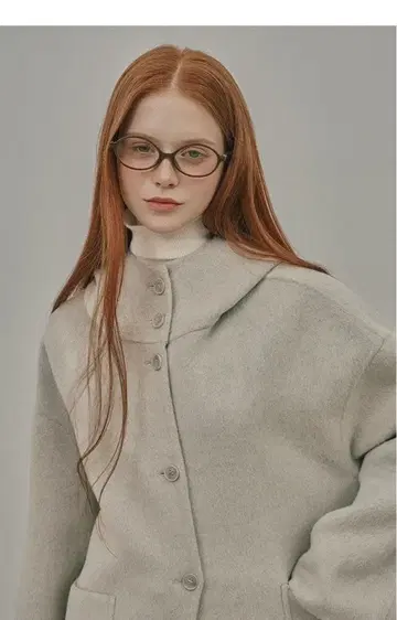 후드 부착 오버 사이즈 울 코트 cherrykoko