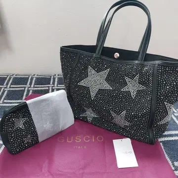 GUSCIO 별 패턴 토트백 큐빅 스터드 파우치 포함