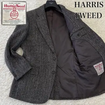 해리스 트위드 테일러드 자켓 올 패턴 헤링본 L 차콜 그레이