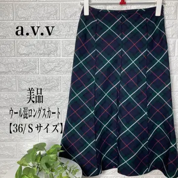 a.v.v 울 혼방 체크 플레어 스커트 [36/S 사이즈] 새상품급