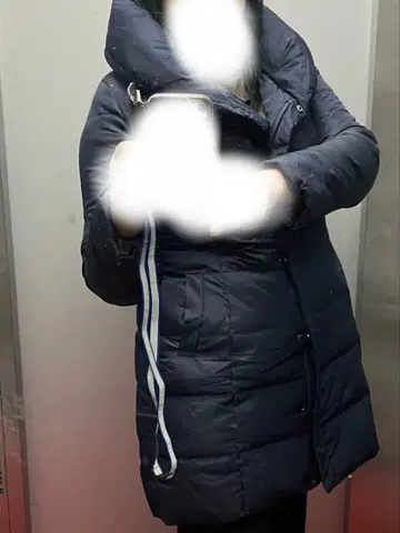 네이비 다운 롱 코트