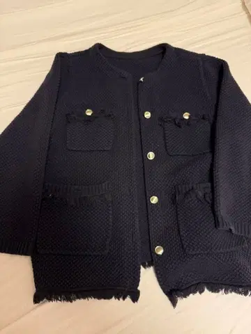 알페이지 JUSGLITTY 트위드 니트 자켓 네이비 S사이즈