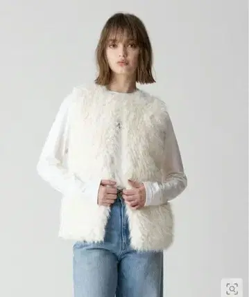 allureville 자카드 인조 모피 콤비 니트 베스트