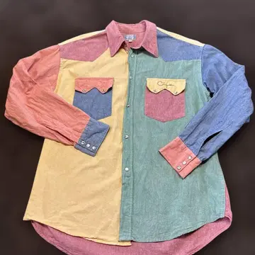 시피 멀티 컬러 코튼 셔츠 남성용 L