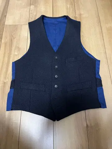 [ 새상품급 ] Harris Tweed 울 베스트 네이비