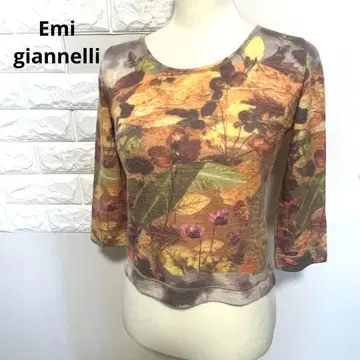 에미 지아넬리 니트 이탈리아 7부 소매 꽃무늬 M