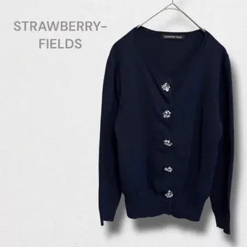 스트로베리 필드 가디건 니트 상의 프론트 오픈 비쥬