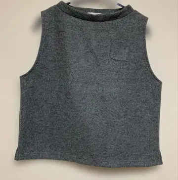 deuxC 베스트 울 혼방 슬리브리스 그레이