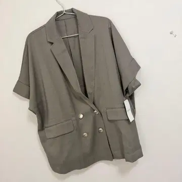 라난 린넨 느낌 더블 버튼 하프 슬리브 자켓