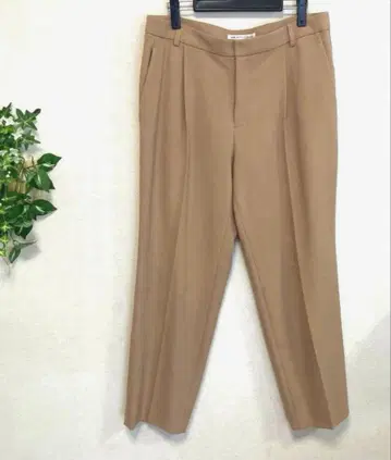 23구 원턱 센터 프레스 팬츠 베이지 큰 사이즈 46