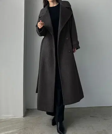 2way 하이넥 울 라이크 허리 쉐이프 플레어 코트 louere