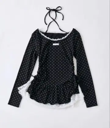 OLIVE des OLIVE 밑단 레이스 드로스트 상의 블랙 free