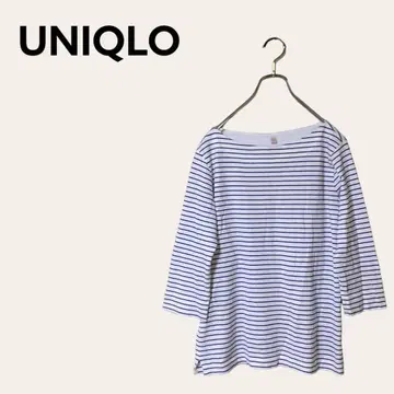 보트넥 T셔츠 UNIQLO XL 보더 7부 소매 면 100%