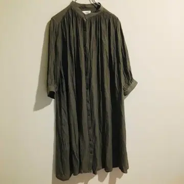 [ 그레이스 갤러리 ] 롱 셔츠 원피스 7부 소매 M 사이즈 차콜 그레이