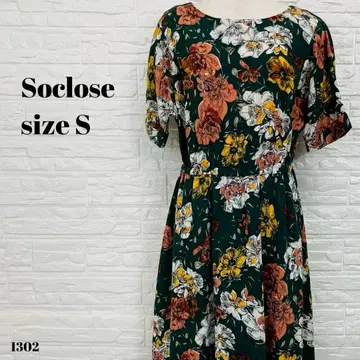 Soclose 디노스 소클로즈 원피스 꽃무늬 그린 S 1302