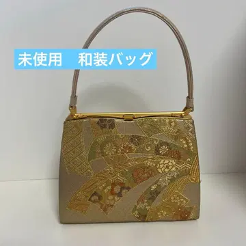 [ 미사용 ] 일본 의류용 백 꽃무늬 골드