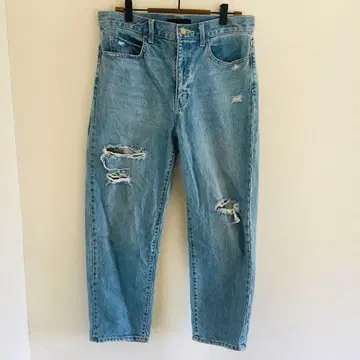 테이퍼드 앵클 청바지 [UNIQLO] [M] 릴랙스 데미지