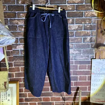 다크 블루 데님 와이드 팬츠