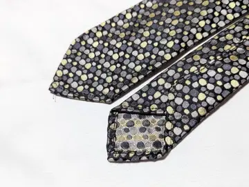60s 초고급 미국 빈티지 실크 넥타이 실버 폴카 도트