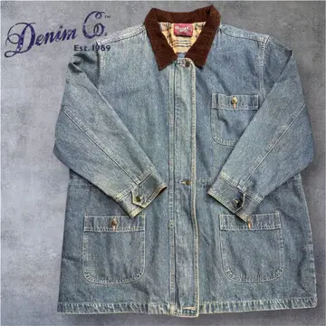 90s Denim Co. 데님 커버올 코듀로이 옷깃 XL 사이즈