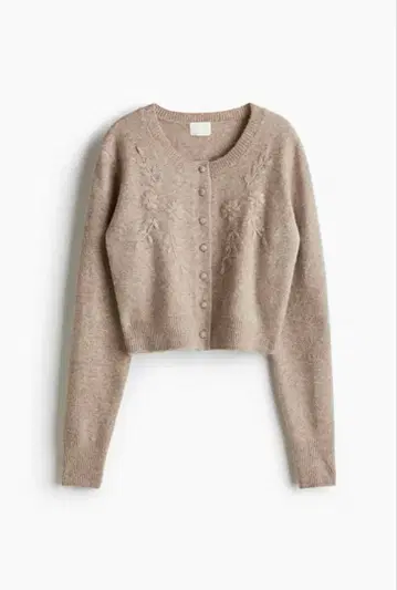 H&M 자수 가디건 베이지 멜란지 XS