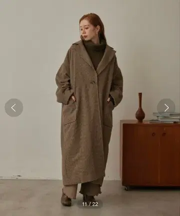 hinari 오버 사이즈 롱 코트 체크