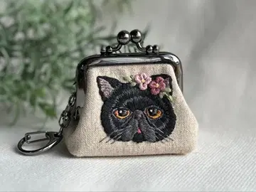 손자수 고양이의 작고 통통한 가마구치 검은 고양이 엑조틱 쇼트헤어