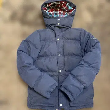 Abercrombie & Fitch 네이비 다운 체크 무늬 후드