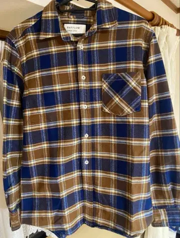 새상품급 베이플로우 남성용 체크 무늬 셔츠 브라운 M BAYFLOW