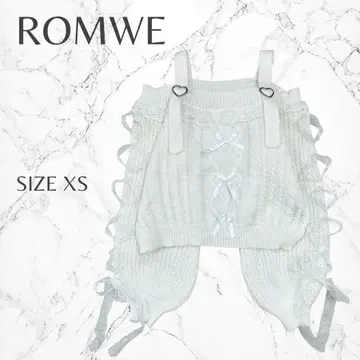 롬웨이 작은 사이즈 시스루 오프숄더 지뢰계 리본 니트 XS