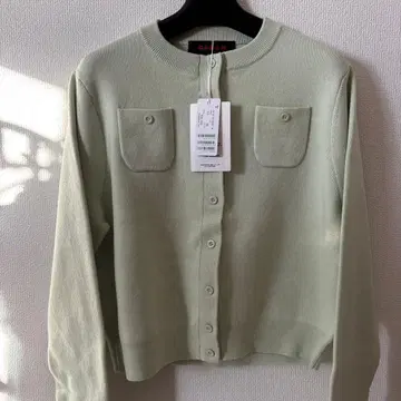 caban 코튼 캐시미어 크루넥 가디건 라이트 그린 XS