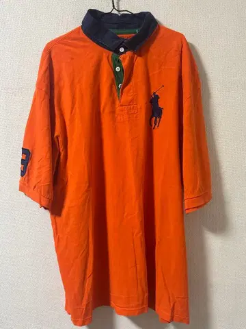POLO 피케 셔츠 오렌지 네이비 옷깃