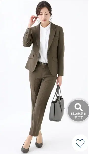 브라운 울 혼방 수트 셋업 M