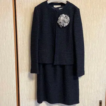 자유구 라메 노카라 트위드 자켓 원피스 세트 코사지 선물