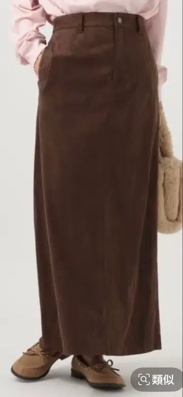 [베이플로우] 브라운 스웨이드풍 타이트 스커트 M