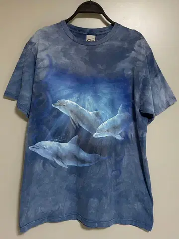 90s Harlequin 돌고래 그래픽 타이다이 T셔츠 S사이즈