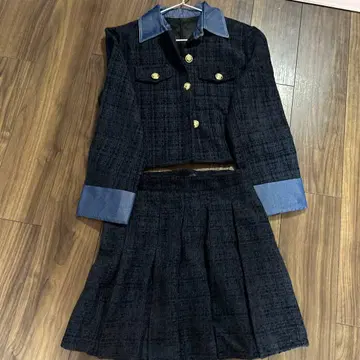 네이비 트위드풍 셋업