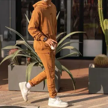 AMUY TRAYSBAY 남성용 맨투맨 셋업 M 브라운