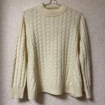 새상품 Ray BEAMS 레이빔즈 케이블 플레어 하이넥 니트