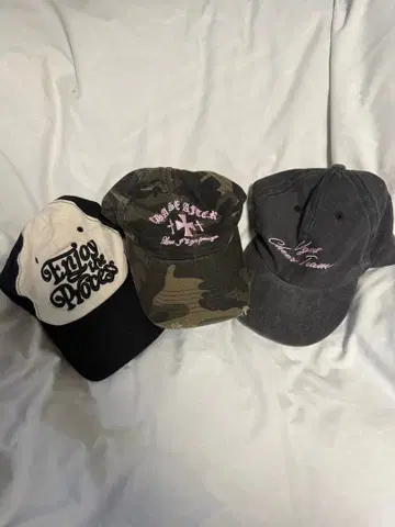 Y2k 캡 3종 세트 블랙 베이지 카모플라쥬 그레이