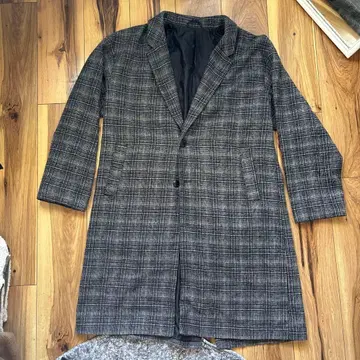 체크 무늬 롱 기장 체스터 코트