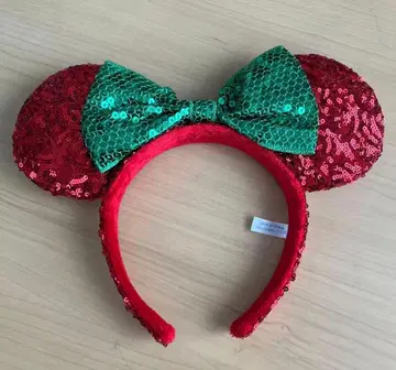 미니 머리띠 빨간색과 그린 스팽글 크리스마스