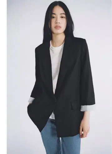 ZARA 자라 블랙 린넨 혼방 자켓 S