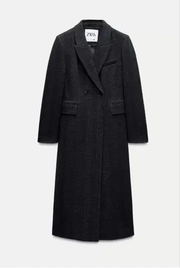 ZARA 컬렉션 헤링본 베이비 블루 롱 코트